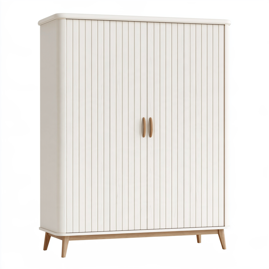 Armoire 2 portes 100 x 55 x 180 cm en bois blanc style scandinave