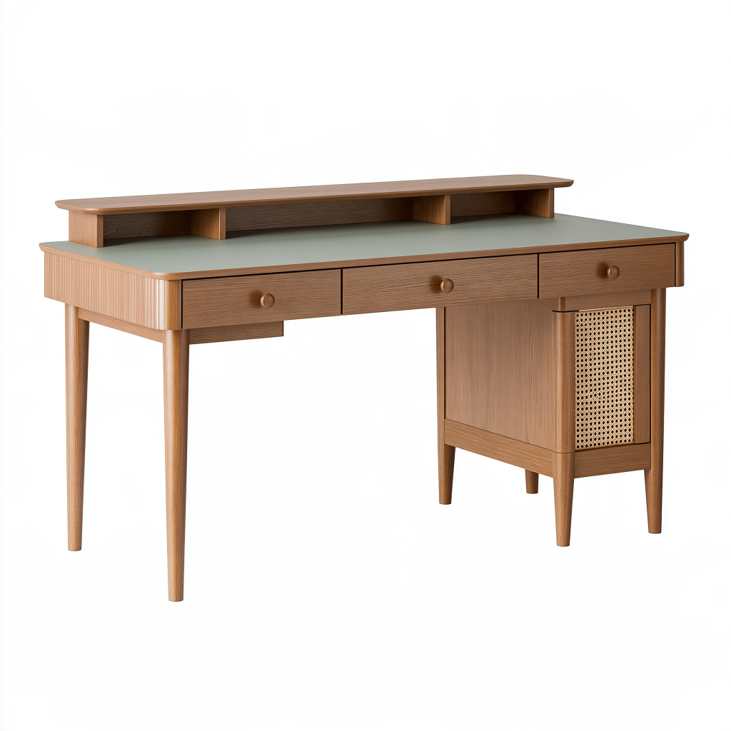 Bureau avec rangement 120 x 60 x 95 cm en bois brun et vert style vintage