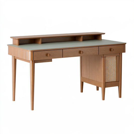 Bureau avec rangement 120 x 60 x 95 cm en bois brun et vert style vintage